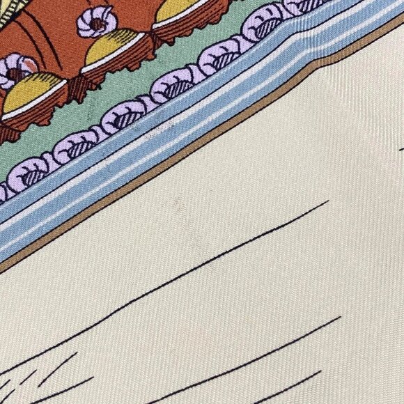 Auth HERMES Carre 90 - Light Blue Cream Multi Scarf - Picture 3 of 7